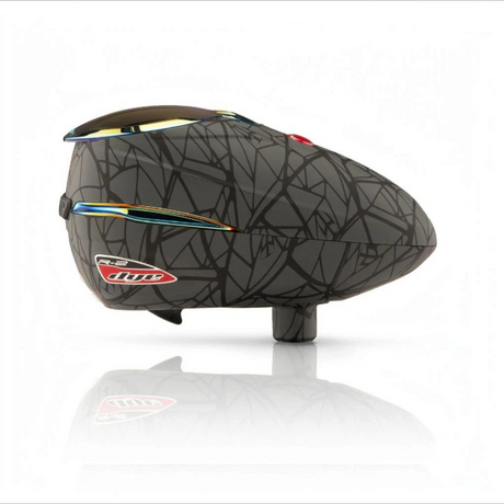 id-paintball Dye Rotor R2 Hopper in Schwarz mit geometrischem Muster und schillernden Akzenten für Paintball