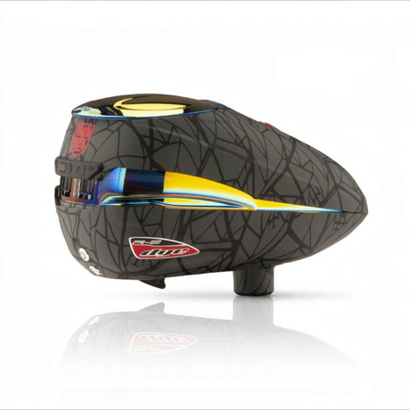id-paintball Dye Rotor R2 Hopper in Schwarz mit geometrischem Muster und irisierenden Akzenten für Paintball