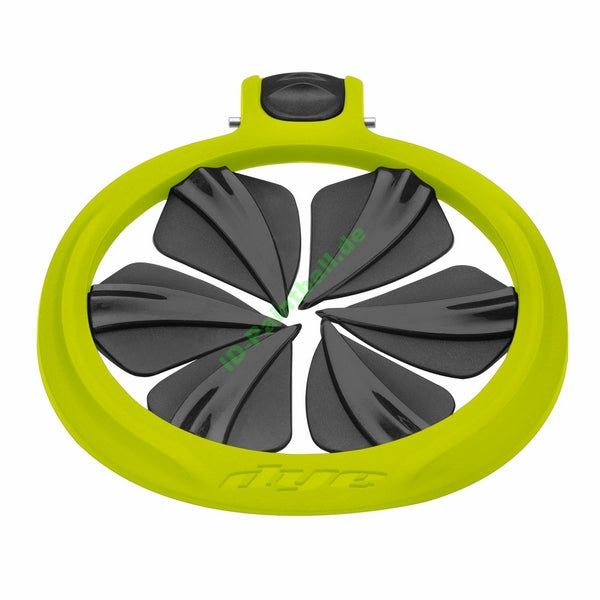 id-paintball Dye Rotor R2 Quick Feed in Limettengrün mit schwarzen elastischen Lamellen für schnelles Nachladen