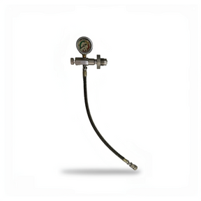 id-paintball Profi Edelstahl HP HPA Füllstation mit Manometer und 40 cm Füllschlauch für 200 und 300 Bar Systeme