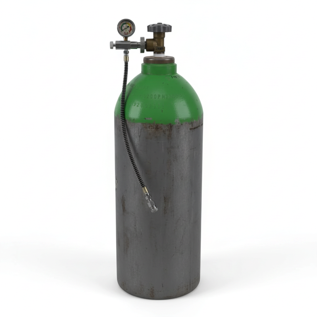 id-paintball Edelstahl HP Füllstation für 200 und 300 Bar Systeme mit Manometer und flexiblem Füllschlauch