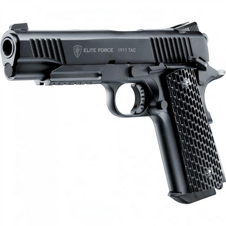 id-paintball Elite Force 1911 TAC Airsoft-Pistole aus Vollmetall in Schwarz mit taktischer Picatinny-Schiene