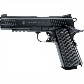 id-paintball Elite Force 1911 TAC Airsoft-Pistole aus Vollmetall in Schwarz mit Picatinny-Schiene und Blowback