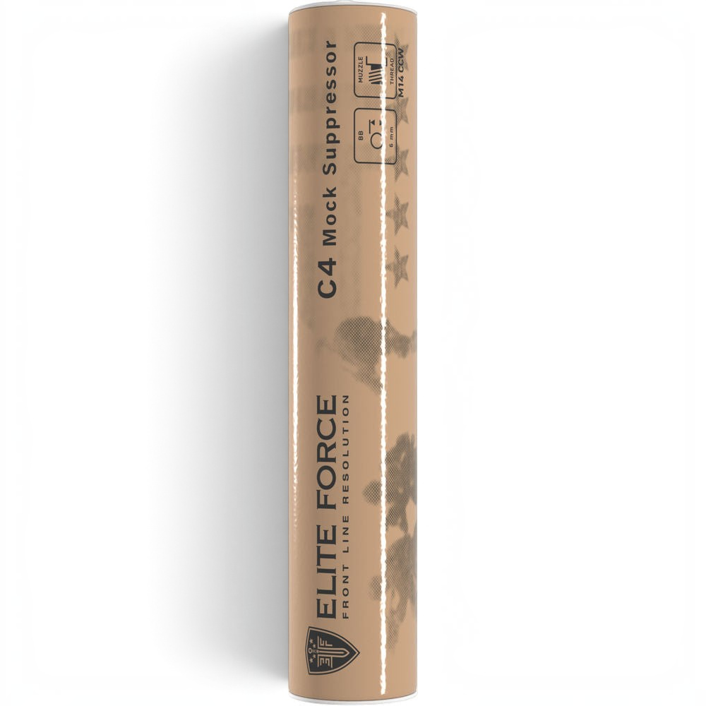 id-paintball Elite Force C4 Mock Suppressor aus Aluminium für Airsoft mit M14x1 CCW Gewinde in zylindrischer Form