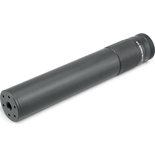 id-paintball Elite Force C4 Schalldämpfer-Attrappe aus schwarzem Aluminium für Airsoft mit M14x1 Linksgewinde