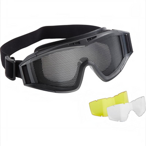 id-paintball Elite Force MG 300 Schutzbrille mit schwarzem Rahmen, Meshgitter und austauschbaren gelben und klaren Gläsern