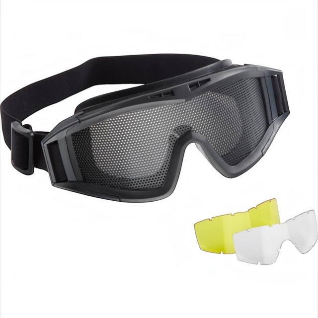 id-paintball Elite Force MG 300 Schutzbrille mit schwarzem Rahmen, Meshgitter und austauschbaren gelben und klaren Gläsern