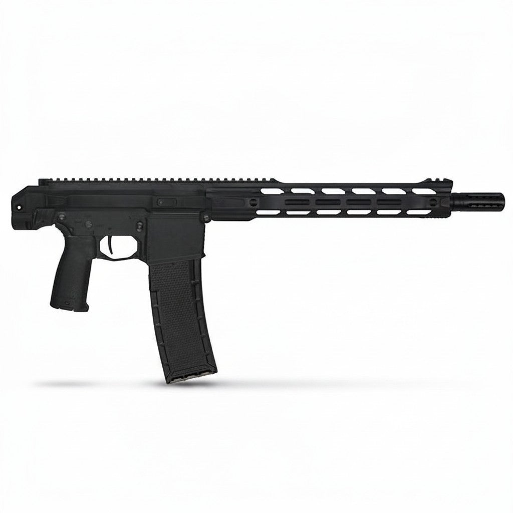 id-paintball Planet Eclipse EMF200 MagFed Markierer in Schwarz mit Aluminium-Handschutz und Picatinny-Schiene