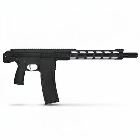 id-paintball Planet Eclipse EMF200 MagFed Markierer in Schwarz mit Aluminium-Handschutz und Picatinny-Schiene