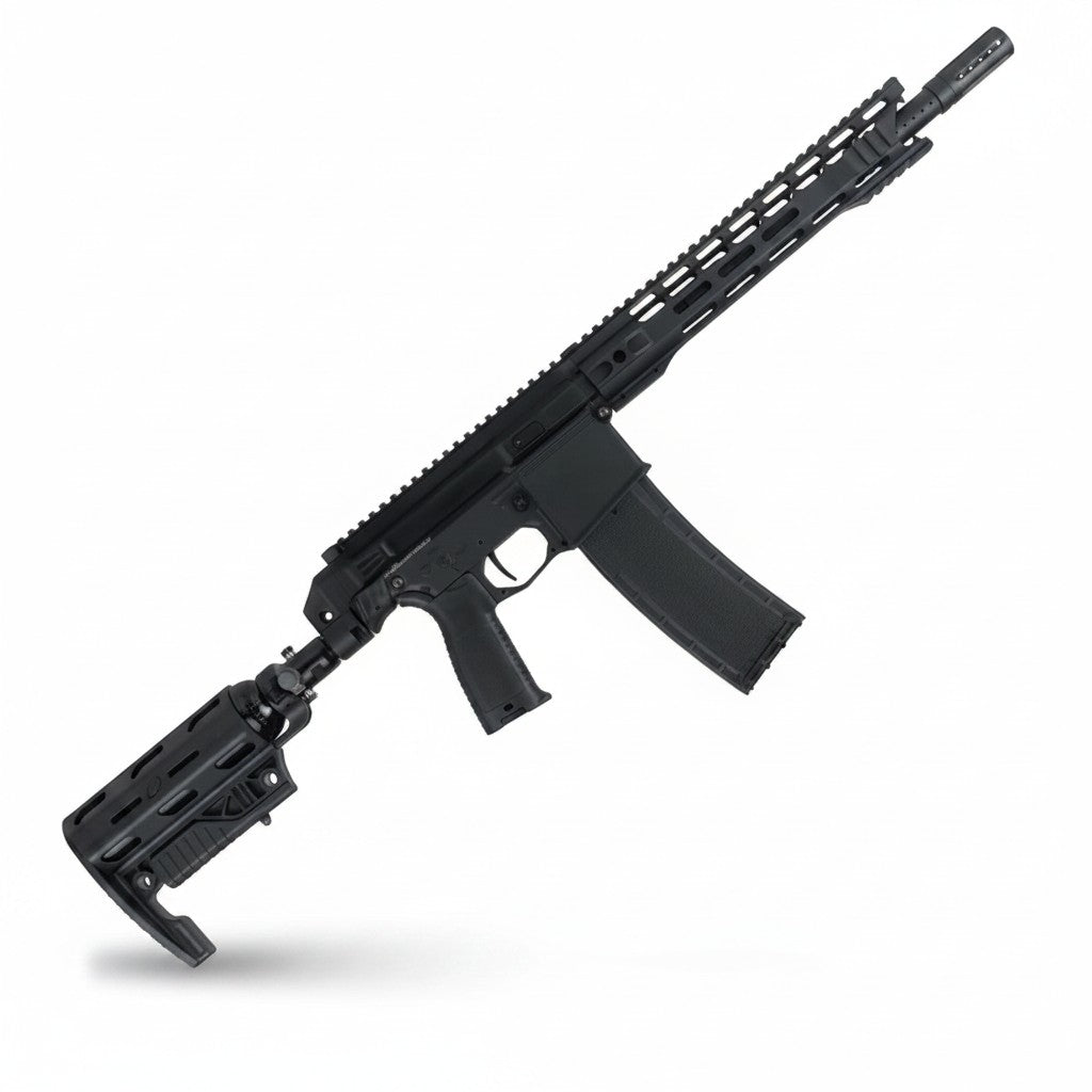 id-paintball Planet Eclipse EMF200 MagFed Markierer in Schwarz mit M-Lok Handschutz und S63 Tactical Lauf