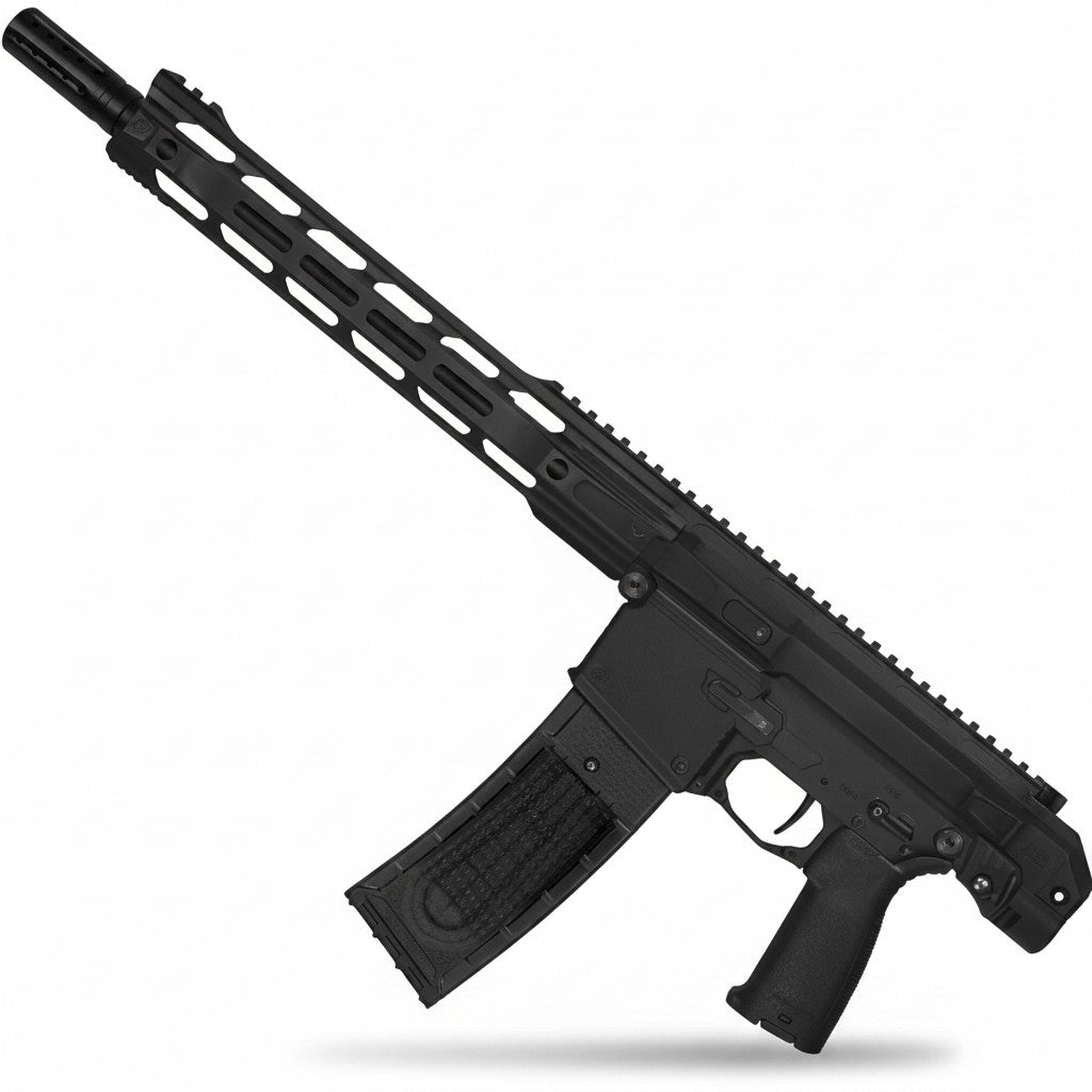 id-paintball Planet Eclipse EMF200 MagFed Markierer in Schwarz mit M-Lok Handschutz und 16 Zoll S63 Tactical Lauf