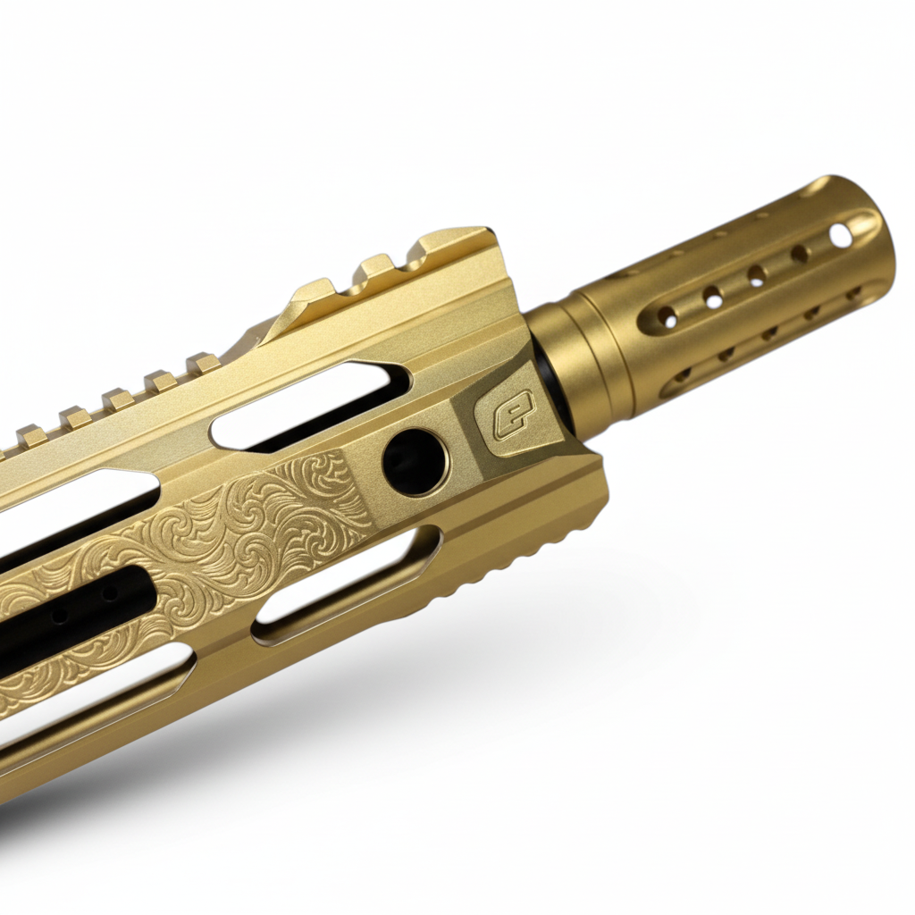 id-paintball Planet Eclipse EMF200 Scroll Markierer mit goldenem M-LOK Handschutz und detaillierter Gravur