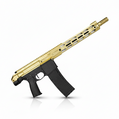 id-paintball Planet Eclipse EMF200 Scroll MagFed Markierer in limitierter Gold-Schwarz-Optik mit M-LOK Handschutz