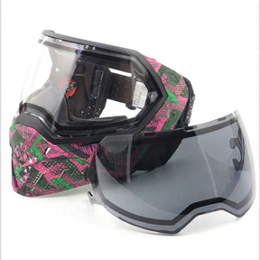id-paintball Empire EVS Geo Grunge Paintball-Maske mit zwei Thermalgläsern in Pink und Grün