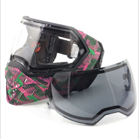id-paintball Empire EVS Geo Grunge Paintball-Maske mit zwei Thermalgläsern in Pink und Grün