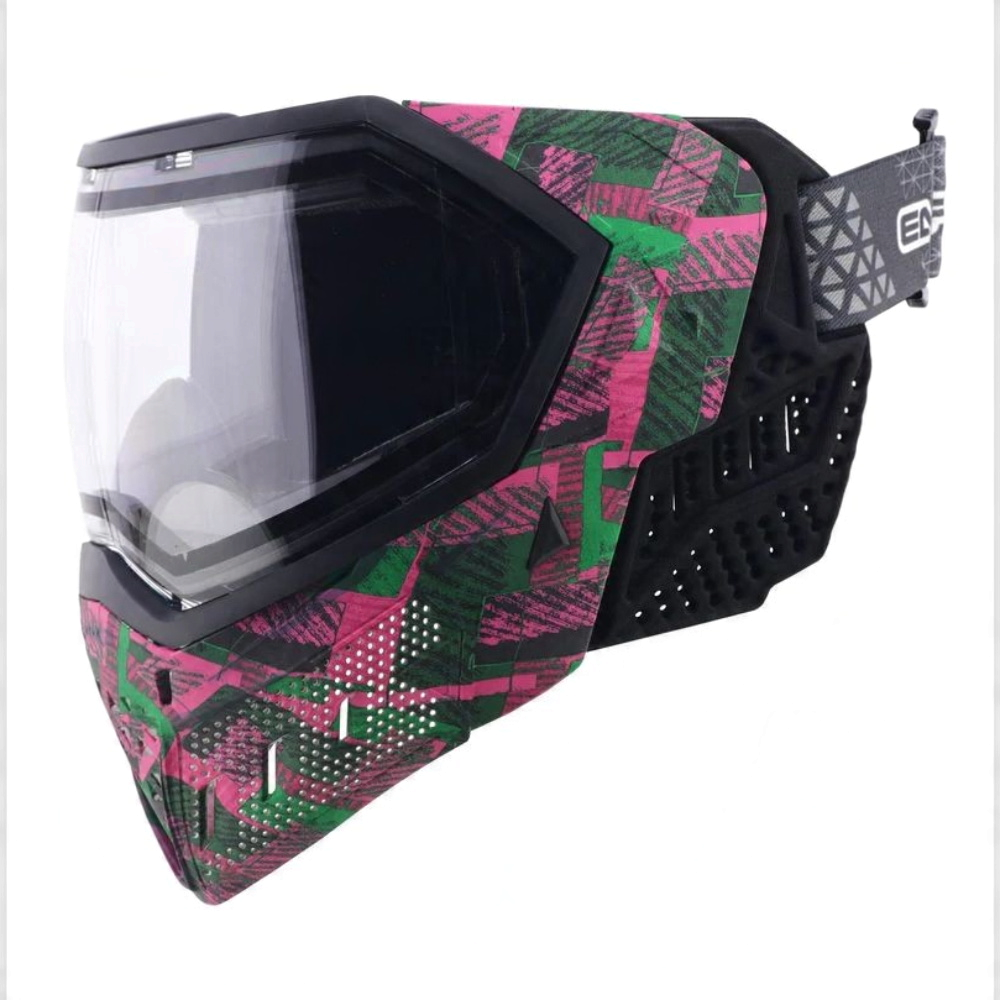 id-paintball Empire EVS Geo Grunge LE Paintball-Maske mit Thermalglas und auffälligem grün-pinkem Muster