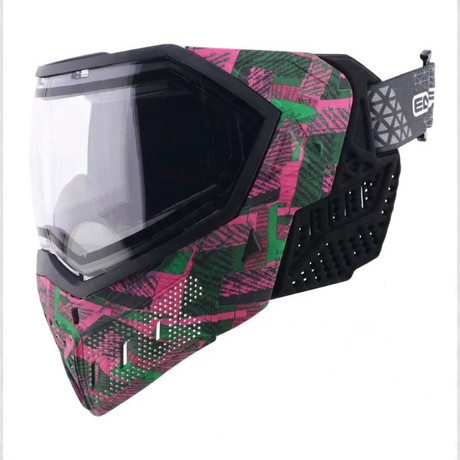 id-paintball Empire EVS Geo Grunge LE Paintball-Maske mit Thermalglas und auffälligem grün-pinkem Muster