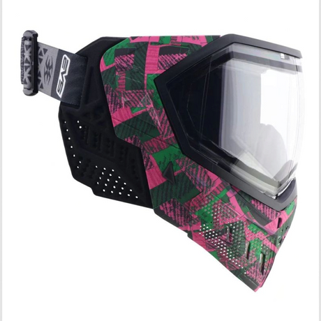 id-paintball Empire EVS Geo Grunge LE Paintball-Maske mit Thermalglas und auffälligem grün-pinkem Muster