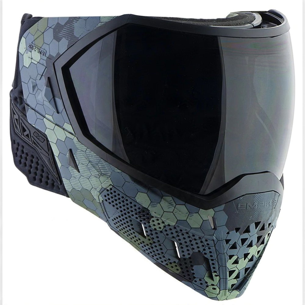 id-paintball Empire EVS Hex Camo Paintball Maske mit getöntem Thermalglas und futuristischem Wabenmuster