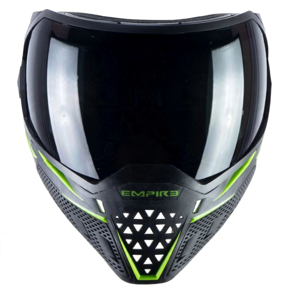 id-paintball Empire EVS Paintball Maske in Schwarz und Neongrün mit großem Thermalglas für weites Sichtfeld