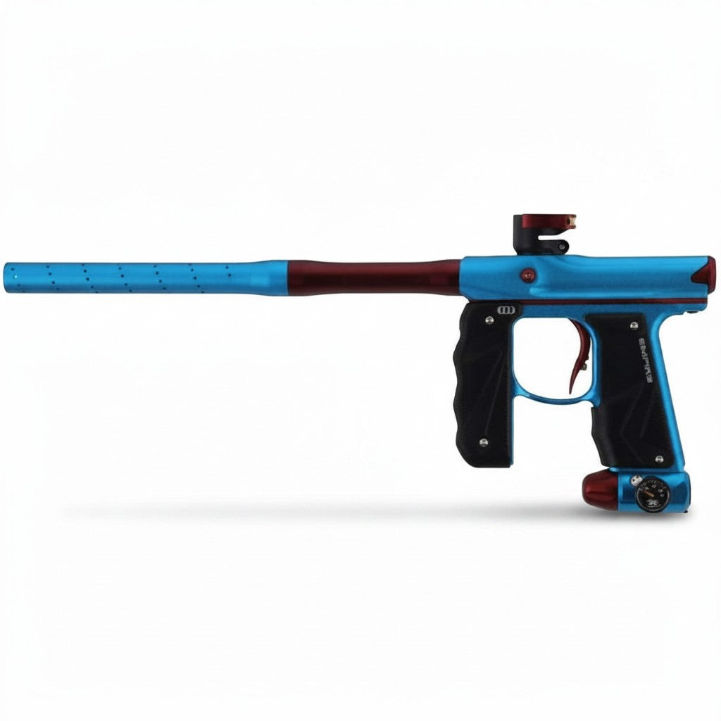 id-paintball Empire Mini GS Paintball-Markierer in Dust Light Blue und Dust Red mit gummiertem Frontgriff