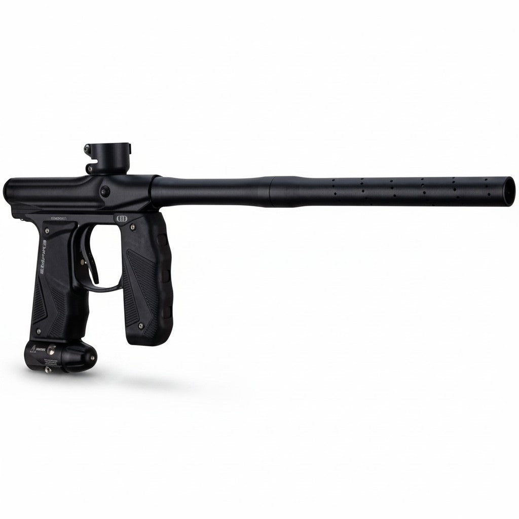 id-paintball Empire Mini GS Paintball Markierer in Schwarz mit 14 Zoll Lauf und gummiertem Frontgriff
