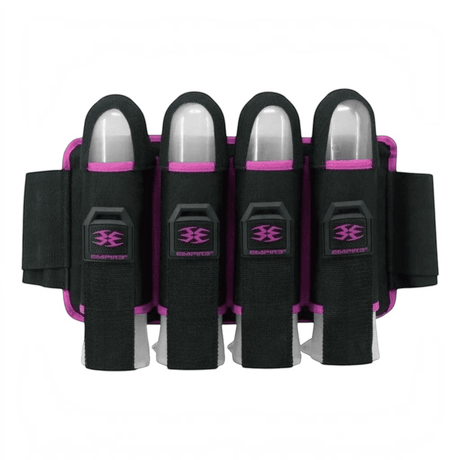 id-paintball Empire Omega 4-Pod Battlepack in Schwarz mit pinken Akzenten und Stretch-Auswurfsystem für Paintball