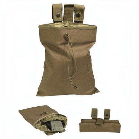 id-paintball Empty Shell Pouch aus braunem Polyester mit Kordelzug, zusammenrollbar für Paintball und Airsoft