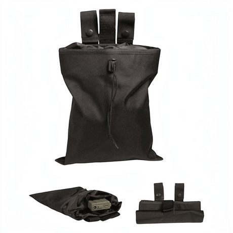 id-paintball Empty Shell Pouch aus schwarzem Polyester mit Kordelzug, zusammenrollbar für Airsoft und Paintball
