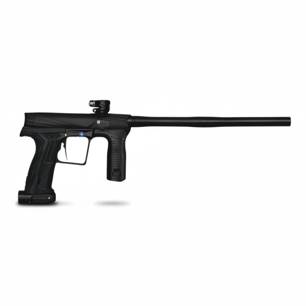 Schwarzer Planet Eclipse ETHA3 Paintball-Markierer mit schlauchlosem Design und Blade-Trigger in der Seitenansicht