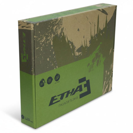 id-paintball Verpackungskarton für den Planet Eclipse ETHA3 Paintball Markierer in Grün und Braun
