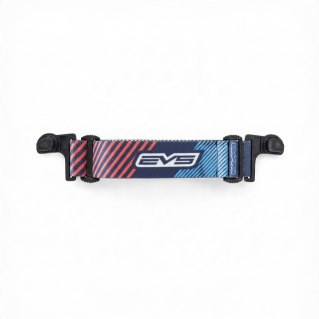 id-paintball Empire EVS Maskenstrap in Blau und Rot mit EVS Logo für sicheren Halt der Paintballmaske