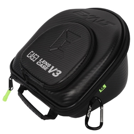 id-paintball Exalt Carbon V3 Maskenglasbox in Schwarz mit stabilem Gehäuse, Tragegriff und praktischem Karabiner