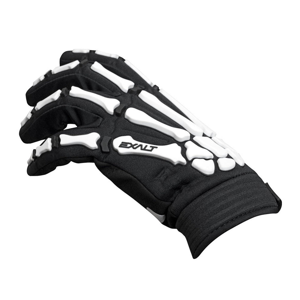 id-paintball Exalt Death Grip Vollfinger-Handschuhe in Schwarz-Weiss mit stoßdämpfender Skelett-Gummipolsterung