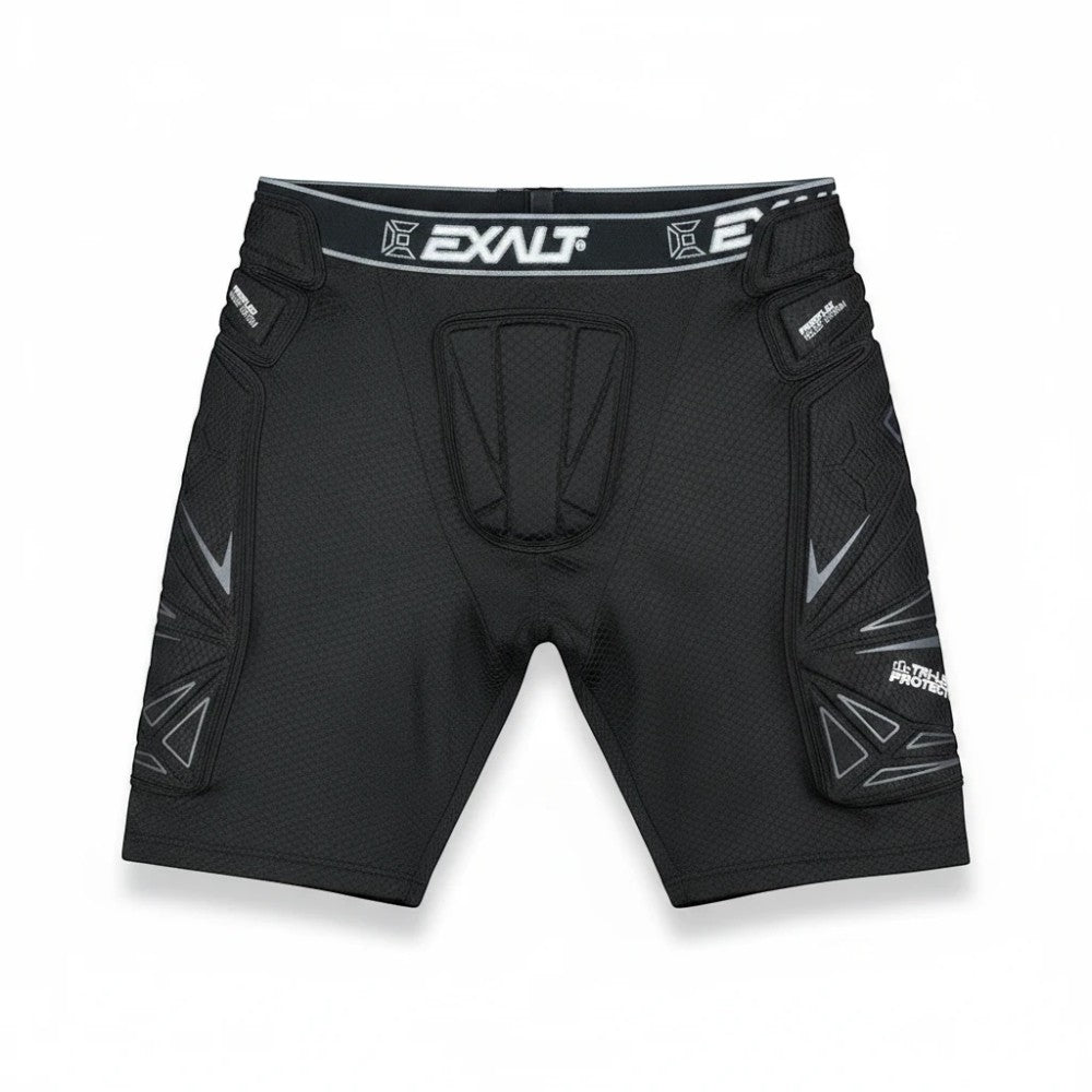 id-paintball Exalt FreeFlex Paintball Slide Short in Schwarz mit Polsterung an Hüfte und Oberschenkeln
