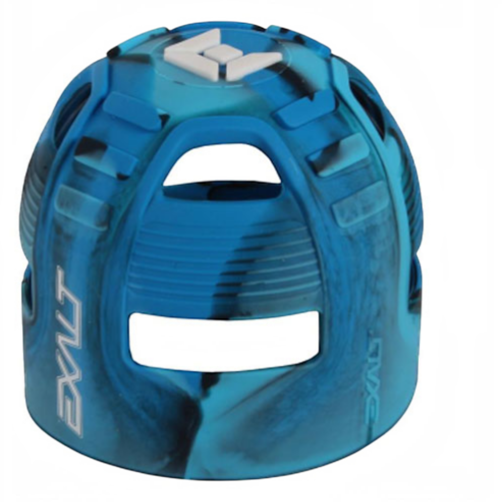 id-paintball Exalt Tank Grip aus blauem, marmoriertem Gummi für Paintball-Flaschen mit rutschfester Struktur