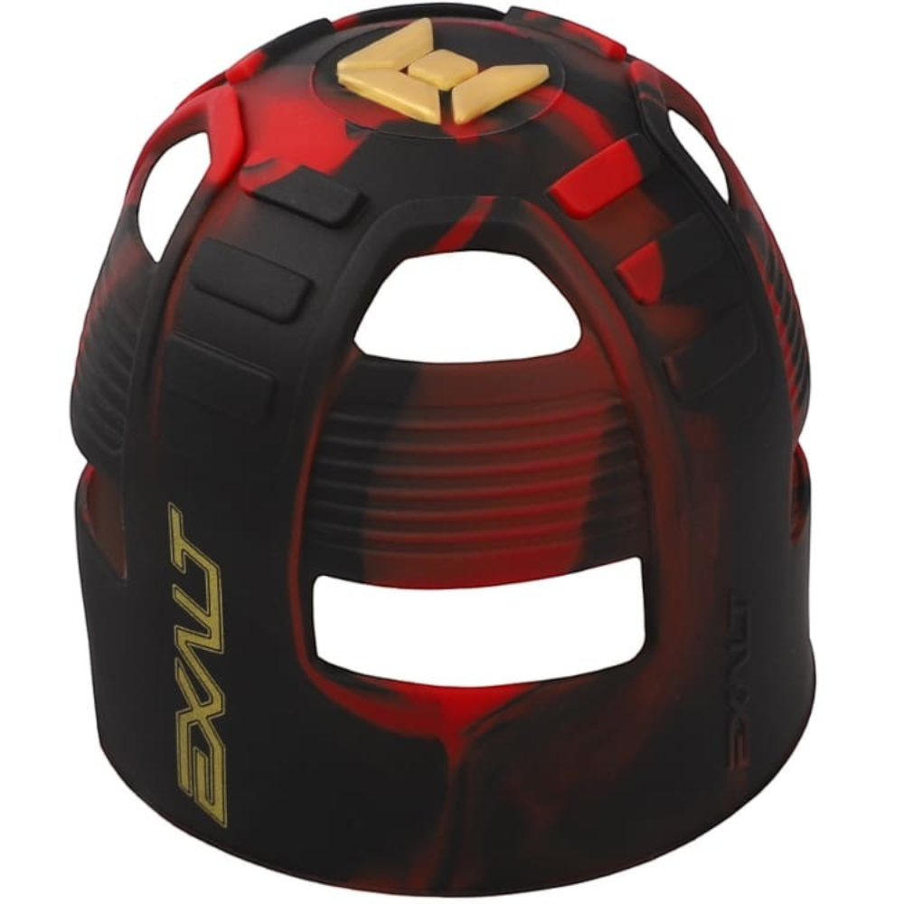 id-paintball Exalt Tank Grip aus Gummi in Schwarz und Rot für Paintball-Flaschen mit rutschfester Struktur