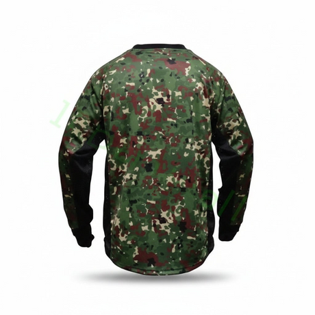 id-paintball Flecktarn Camo Paintball Jersey mit taktischem Tarnmuster, atmungsaktiven Einsätzen und V-Ausschnitt