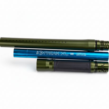 id-paintball GOG Freak XL Junior Laufset in Oliv Matt mit blauem 0.689 Insert für Paintball Markierer