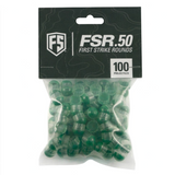 id-paintball First Strike FSR cal. 50 Paintball-Munition mit 100 grünen, flügelstabilisierten Geschossen im Beutel