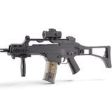 id-paintball Heckler & Koch G36C Airsoft AEG in Schwarz mit Leuchtpunktvisier, Frontgriff und durchsichtigem Magazin