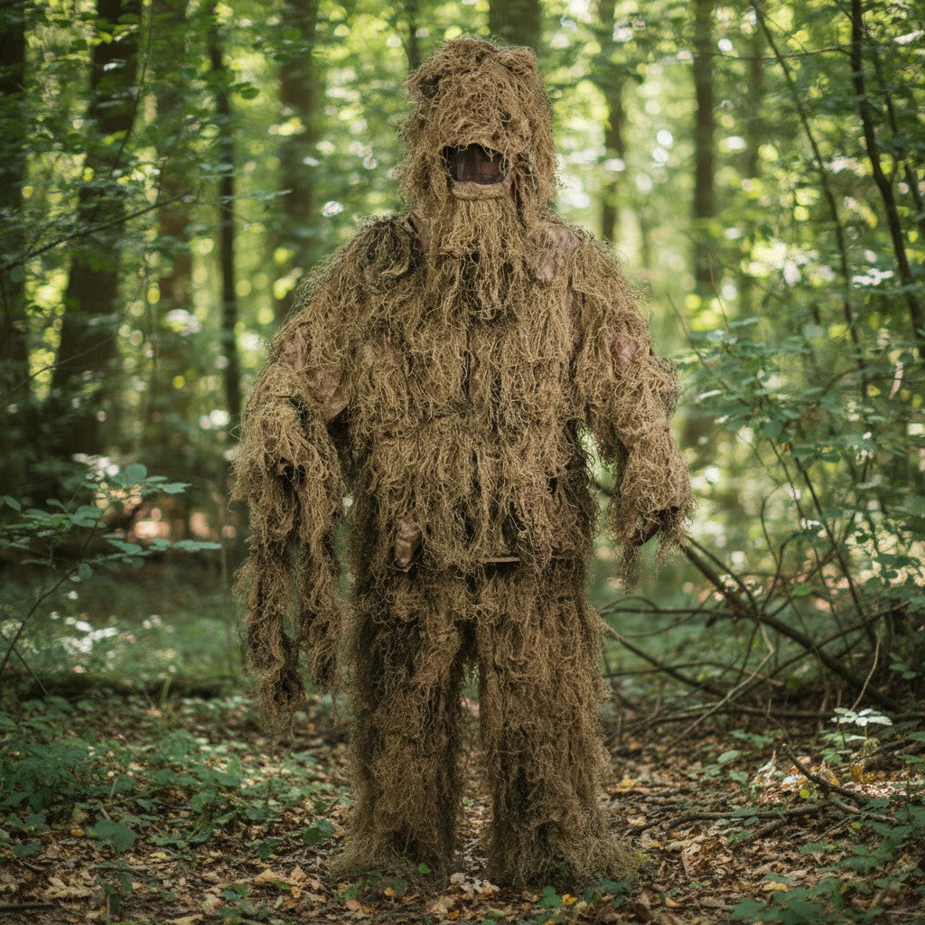 id-paintball MFH Ghillie Tarnanzug in Desert Farbe mit kompletter Fadentarnung für Airsoft und Paintball im Wald