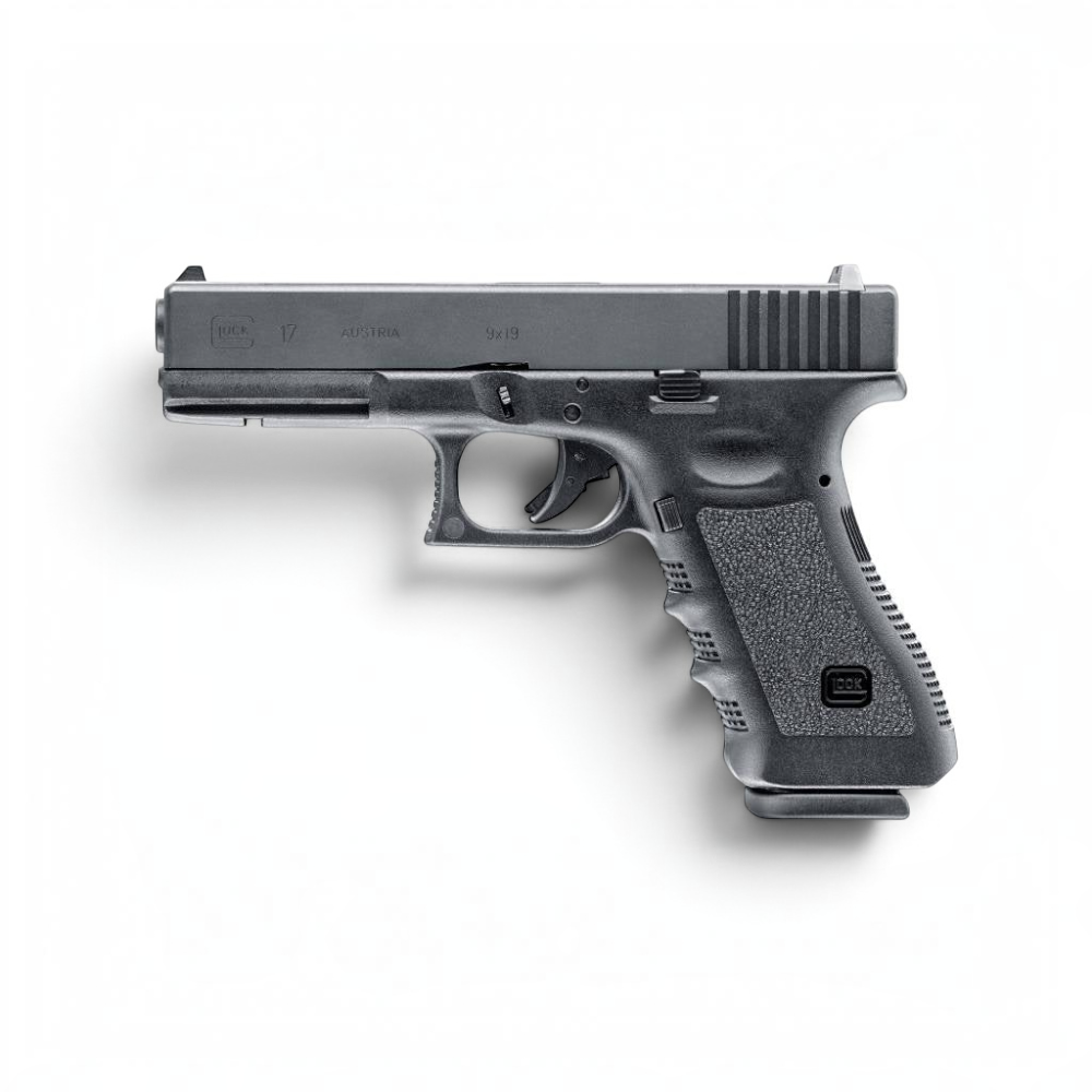 id-paintball GLOCK 17 Gas-Airsoftpistole mit schwarzem Metallschlitten und authentischem Design