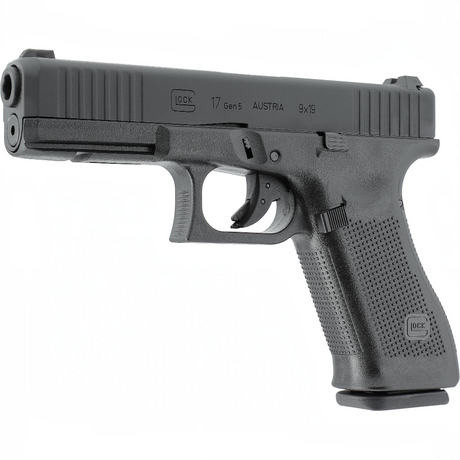 id-paintball Glock 17 Gen5 Gas-Airsoftpistole in Schwarz mit realistischem Metallschlitten und beidhändiger Bedienung