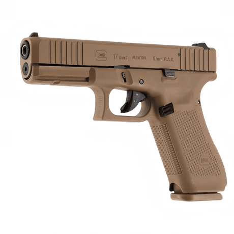 id-paintball GLOCK 17 Gen5 9mm P.A.K Schreckschusswaffe in Coyote mit Cerakote-Beschichtung und taktischem Design