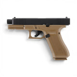 id-paintball T4E GLOCK 17 Gen5 Coyote Edition Paintball-Pistole mit schwarzem Aluminiumschlitten und beigem Griff