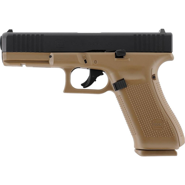 id-paintball T4E GLOCK 17 Gen5 French Army Edition Paintball-Pistole mit Coyote-Polymergriff und schwarzem Schlitten