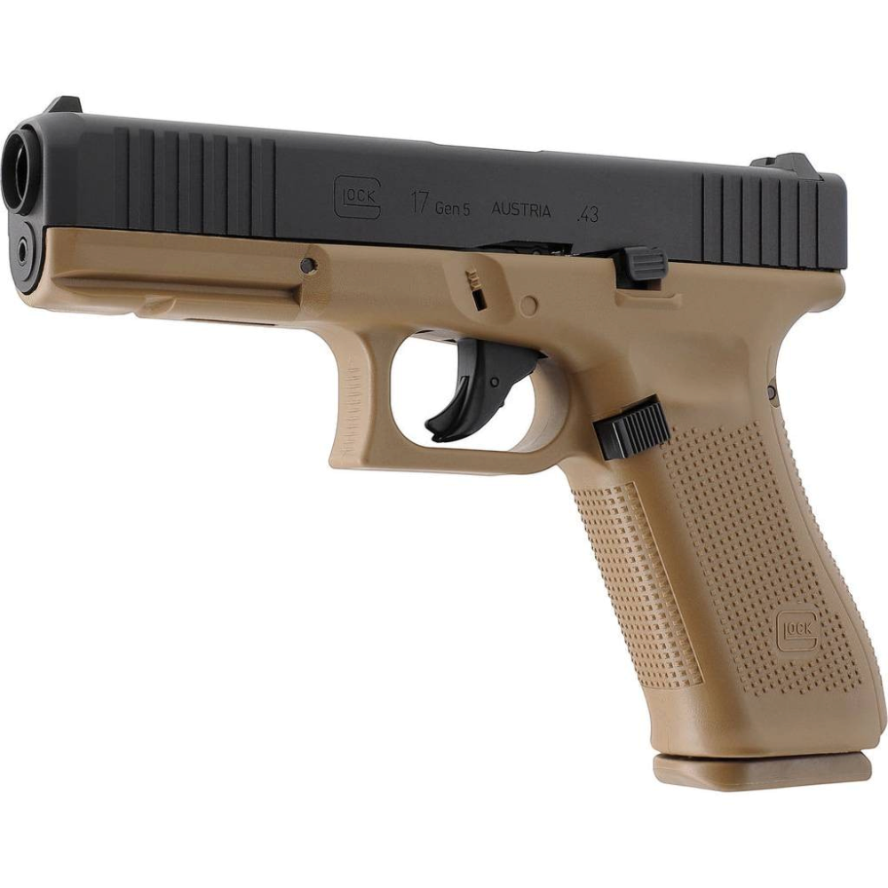 id-paintball T4E GLOCK 17 Gen5 French Army Edition Paintball-Pistole mit Coyote-Griffstück und schwarzem Schlitten
