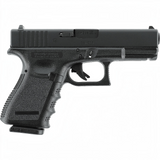 id-paintball GLOCK 19 Airsoft-Pistole in Schwarz mit Metallschlitten, Blowback-Funktion und 6 mm Kaliber.