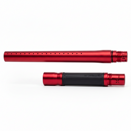 id-paintball GOG Freak XL Junior Paintball-Laufset in mattem Rot mit zweiteiligem Design und AutoCocker-Gewinde